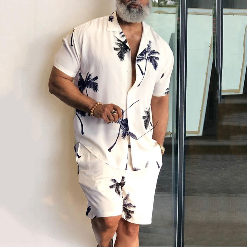 Men's Printed Casual Loose Two-Piece Beach Outfit