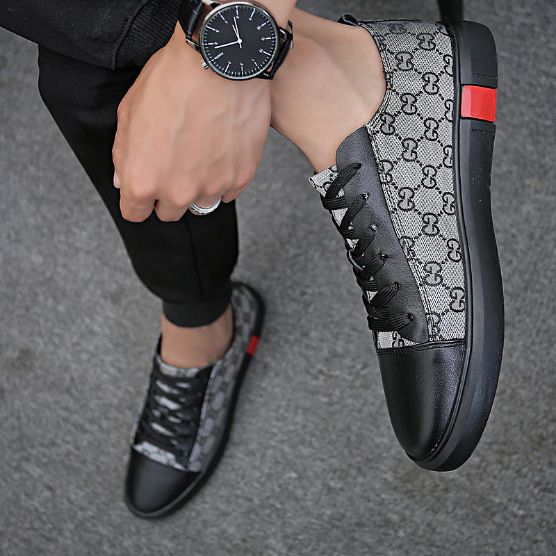 Men's Business Casual Leather Sneakers - Breathable Canvas