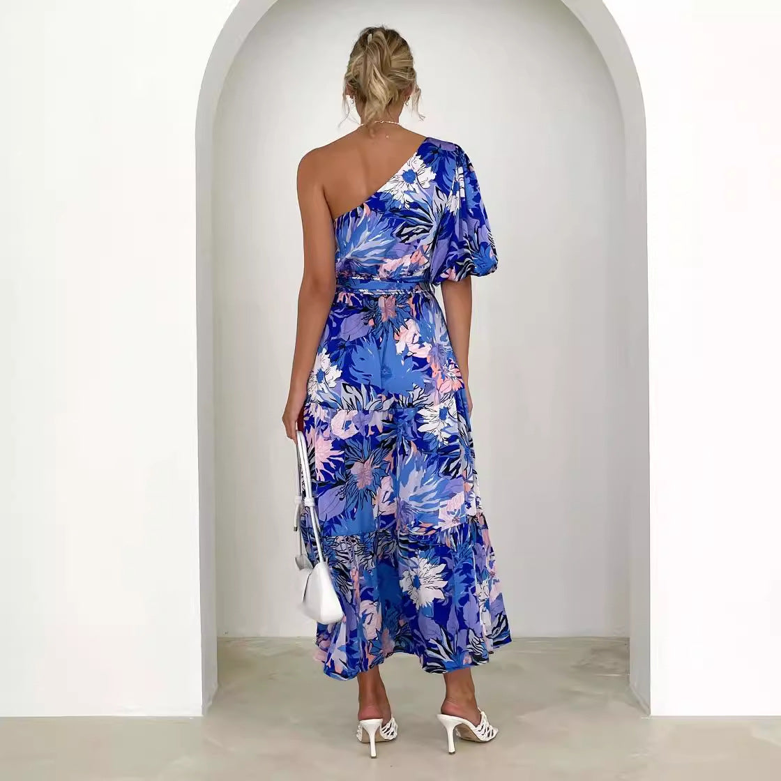 The Bloom Short-Sleeve Floral Maxi Dress | Evarisluxe