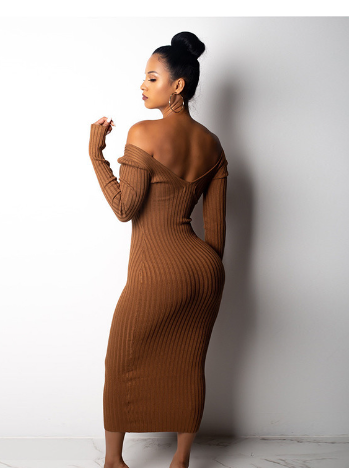 Mid-length Solid Color Dress for Women