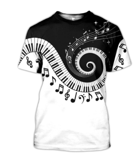 Men's 3D Guitar Print Casual Short Sleeve T-Shirt