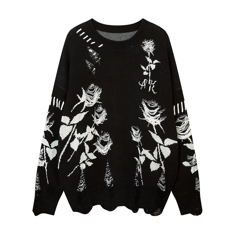 Vintage Ripped Hip Hop Knitted Men’s Sweater Pullover