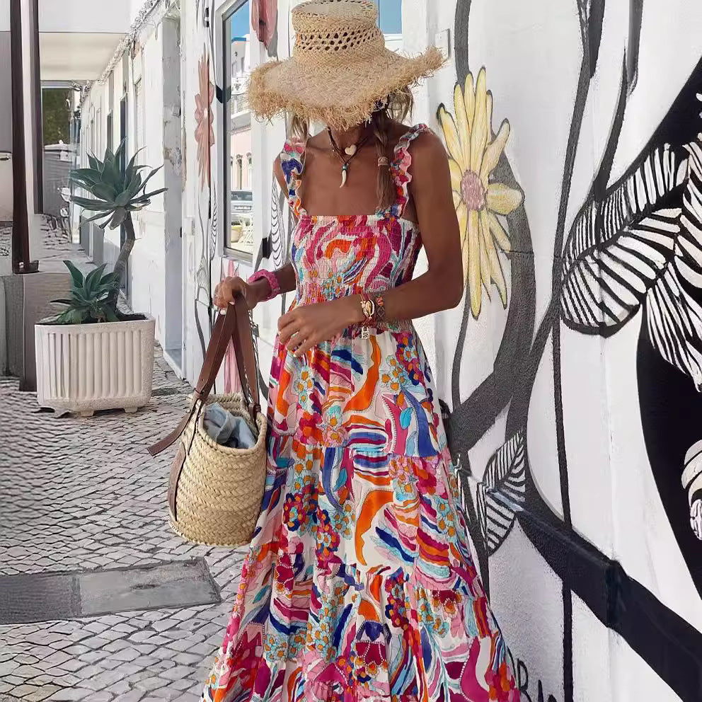 2023 Summer Maxi Dress with Floral Print for Women