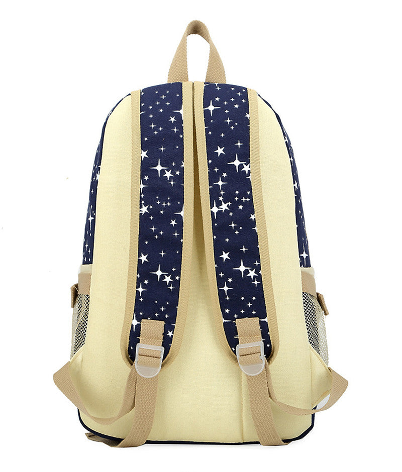 3-Piece Korean Style Cotton Canvas Backpack Set