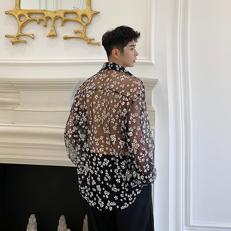 2020 Summer Men's Casual Hollow Flower Shirt