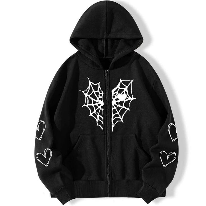 Spider Rhinestone Print Cardigan Jacket Combo