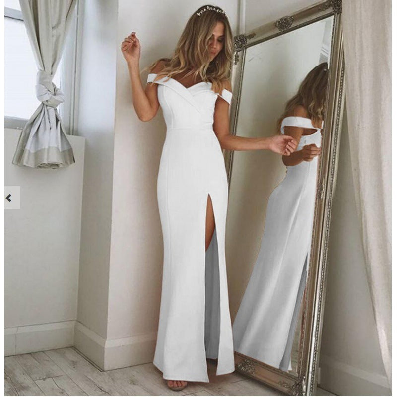 The Fendue Strapless Maxi Slit Dress | Evarisluxe