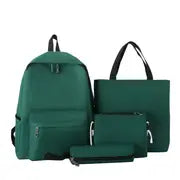 4-Piece Solid Color Backpack Set for Students