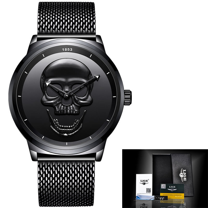LIGE 3D Skull Watch for Men | Evarisluxe
