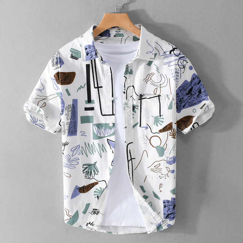 Men's Summer Printed Short Sleeve Casual Shirt 521