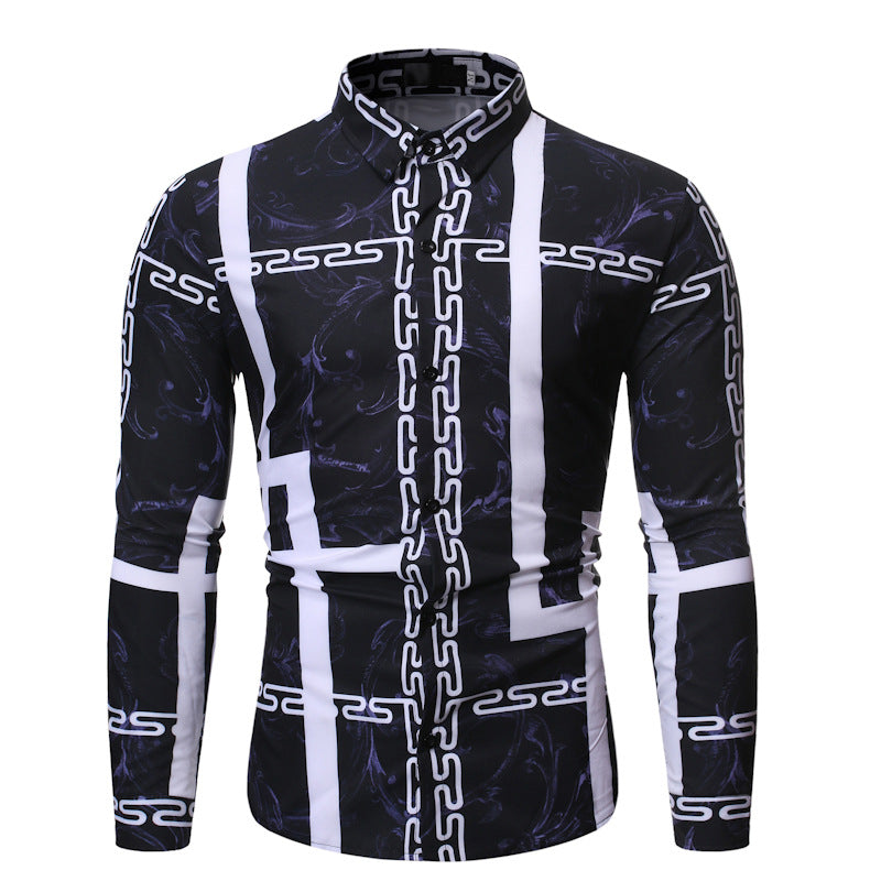 Casual Floral Long Sleeve Shirt for Men