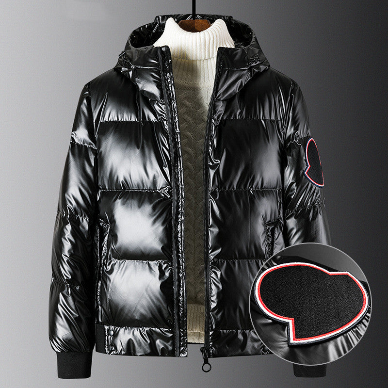 Men's Short PU Leather Cotton Jacket with Shine Finish