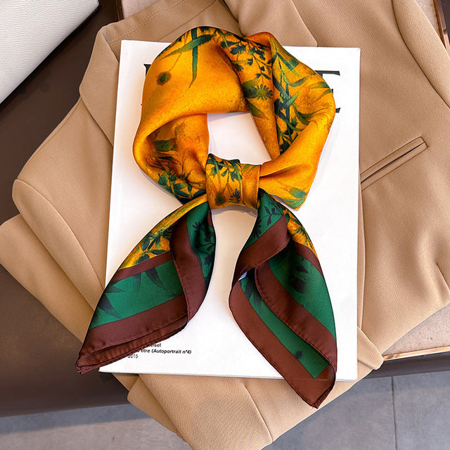 Evarisluxe Silk Satin Square Scarf