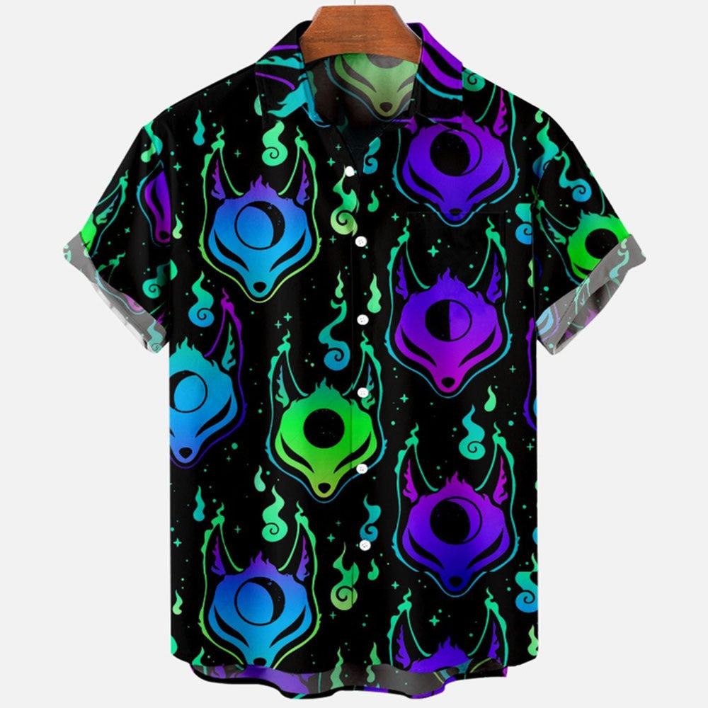 2022 Devil Horror 3D Printed Loose Hawaiian Shirt for Men