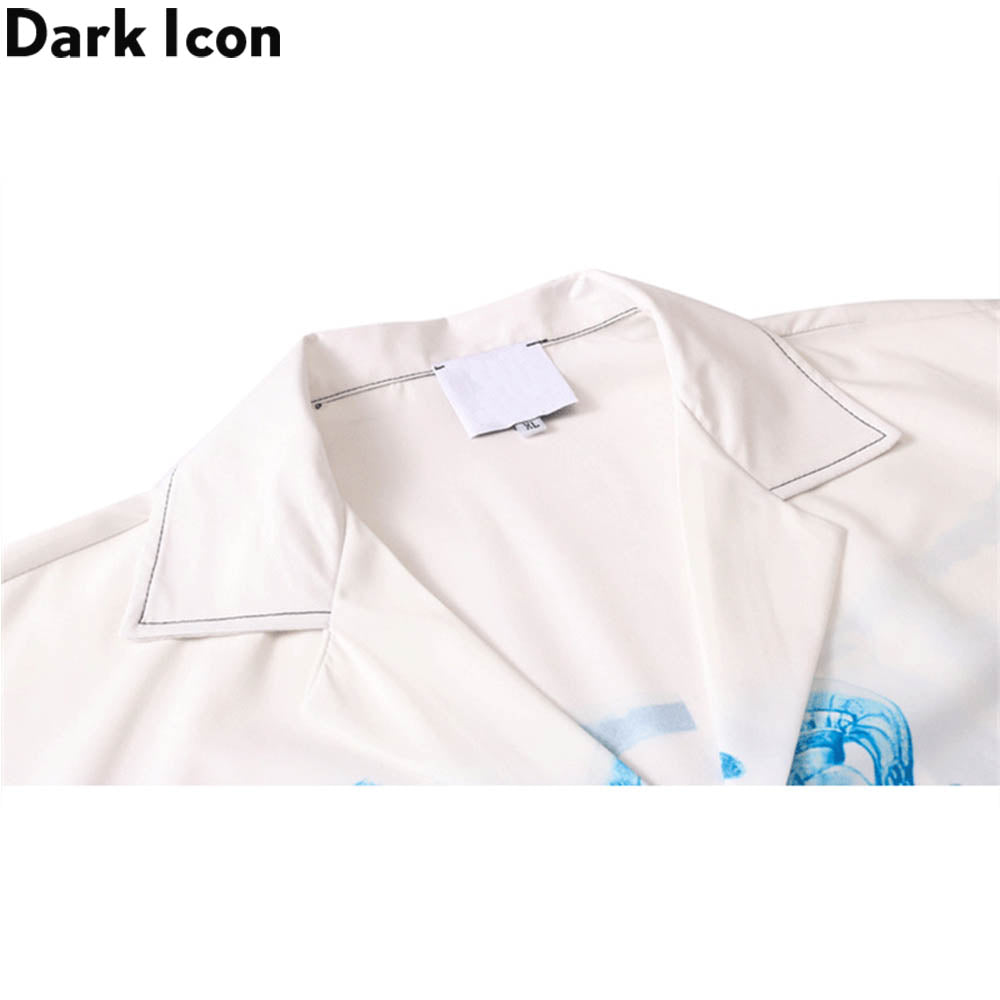 Vintage Dark Icon Printed Hawaiian Shirt for Men