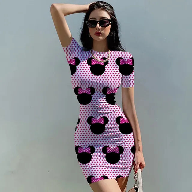 2023 Disney Mickey Mouse Print Summer Dress for Women