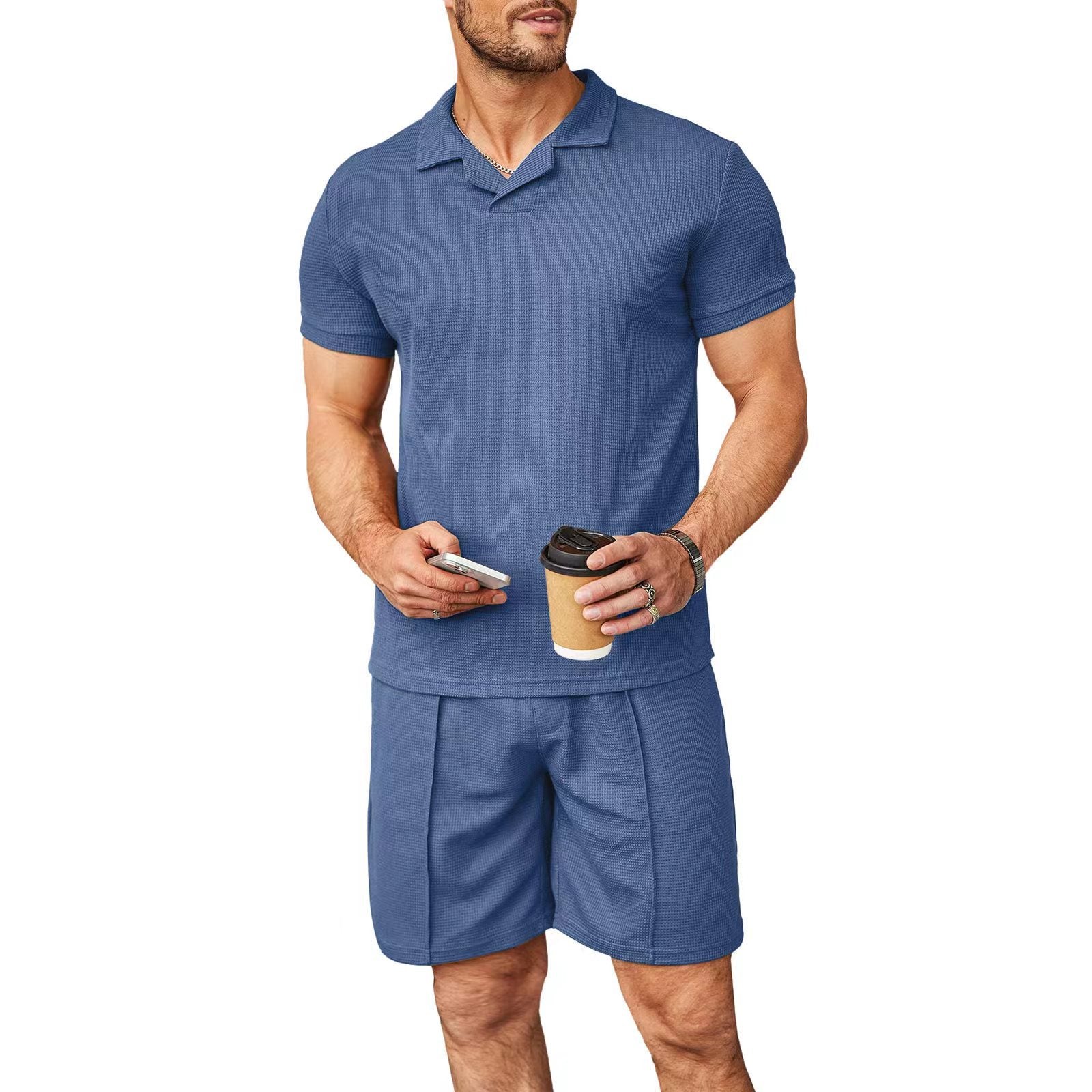 2023 Summer New Men's Casual Polo Shirt Set
