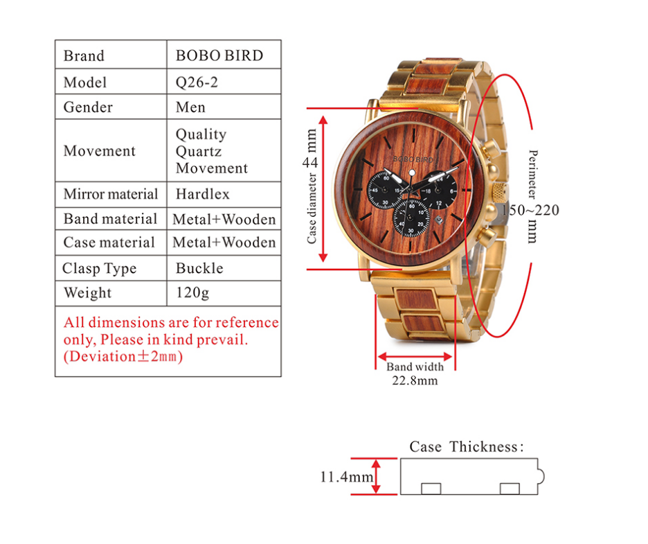 Men's Three-Eye Wooden Watch - Premium Design