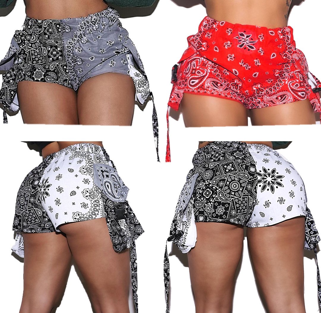 High Waisted Bandana Shorts for Women - Summer Fitness