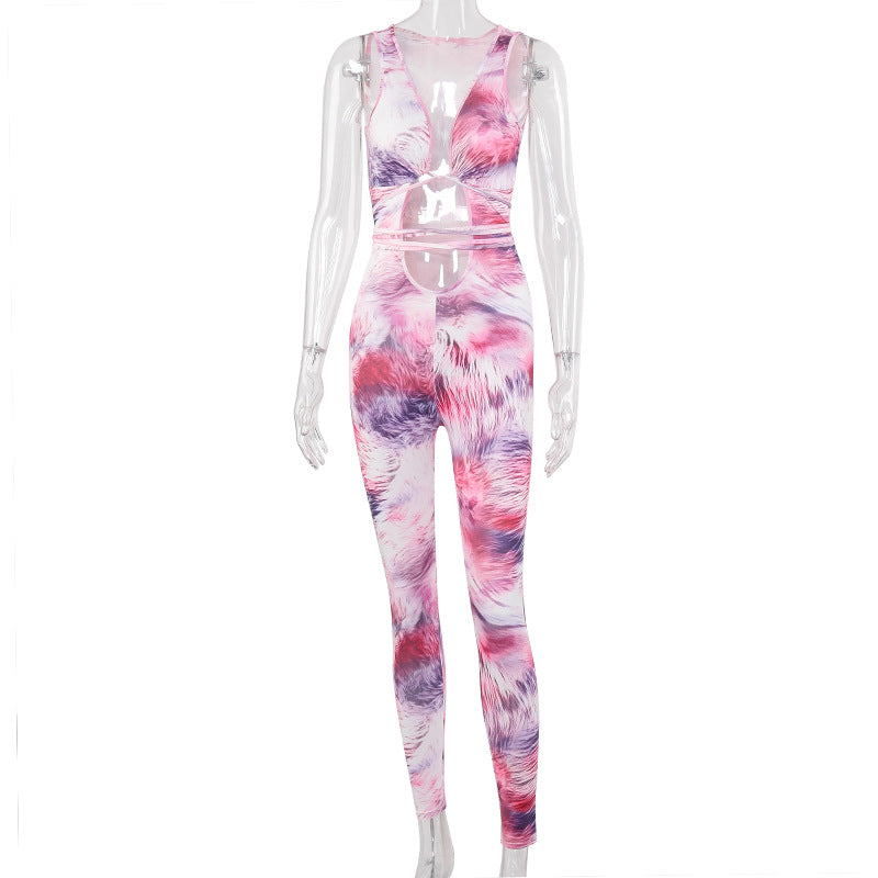 Summer Tie-Dye Strapless Jumpsuit for Women