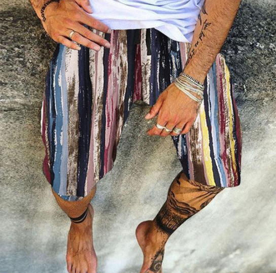 Casual Printed Cotton and Linen Summer Shorts