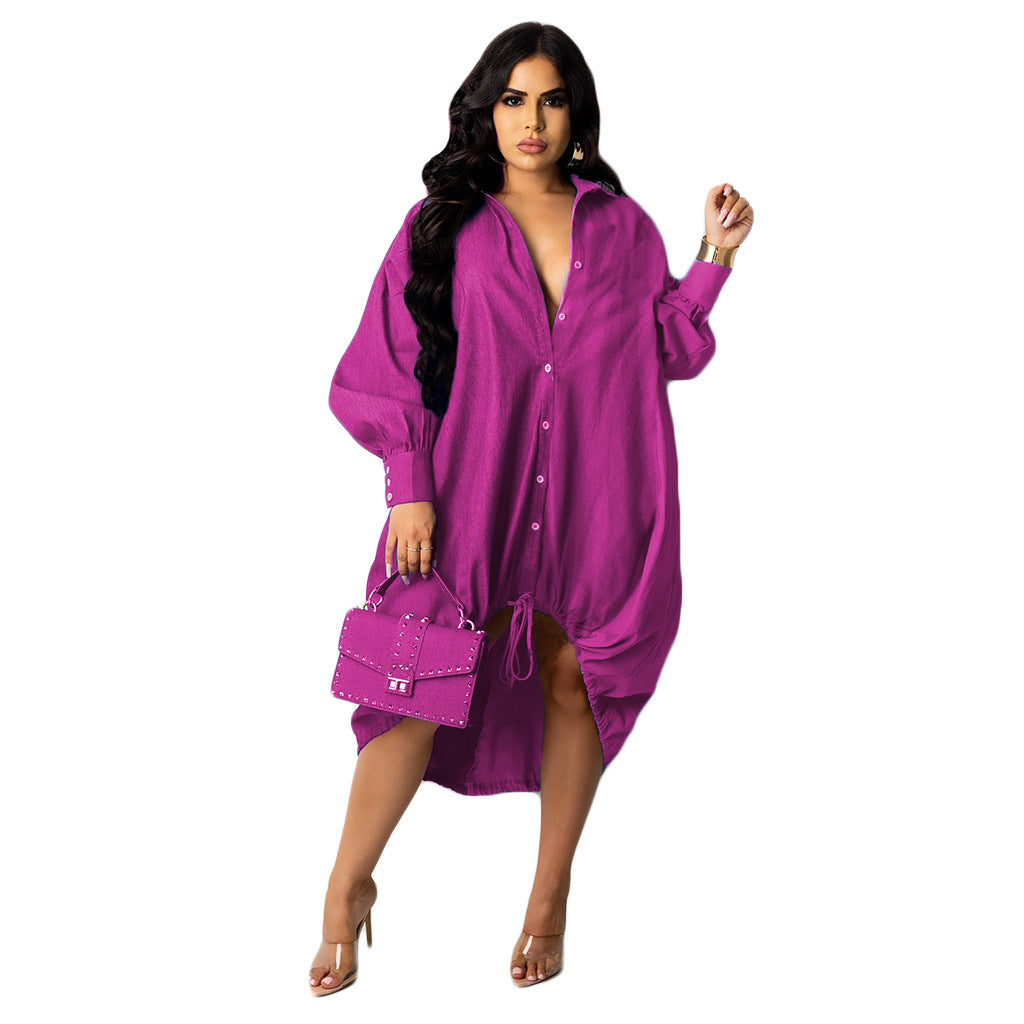Evarisluxe Patchwork Hem Drawstring Dress