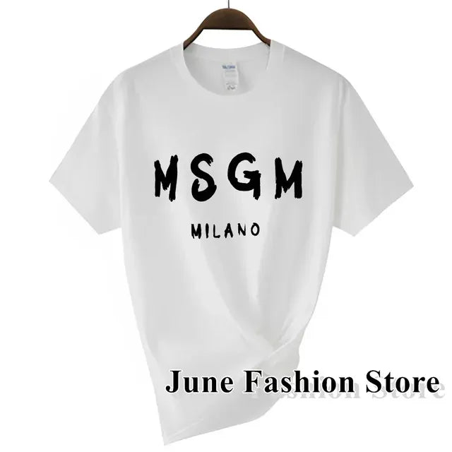 2024 Summer Fashion Letter Print Cotton T-Shirt for Women