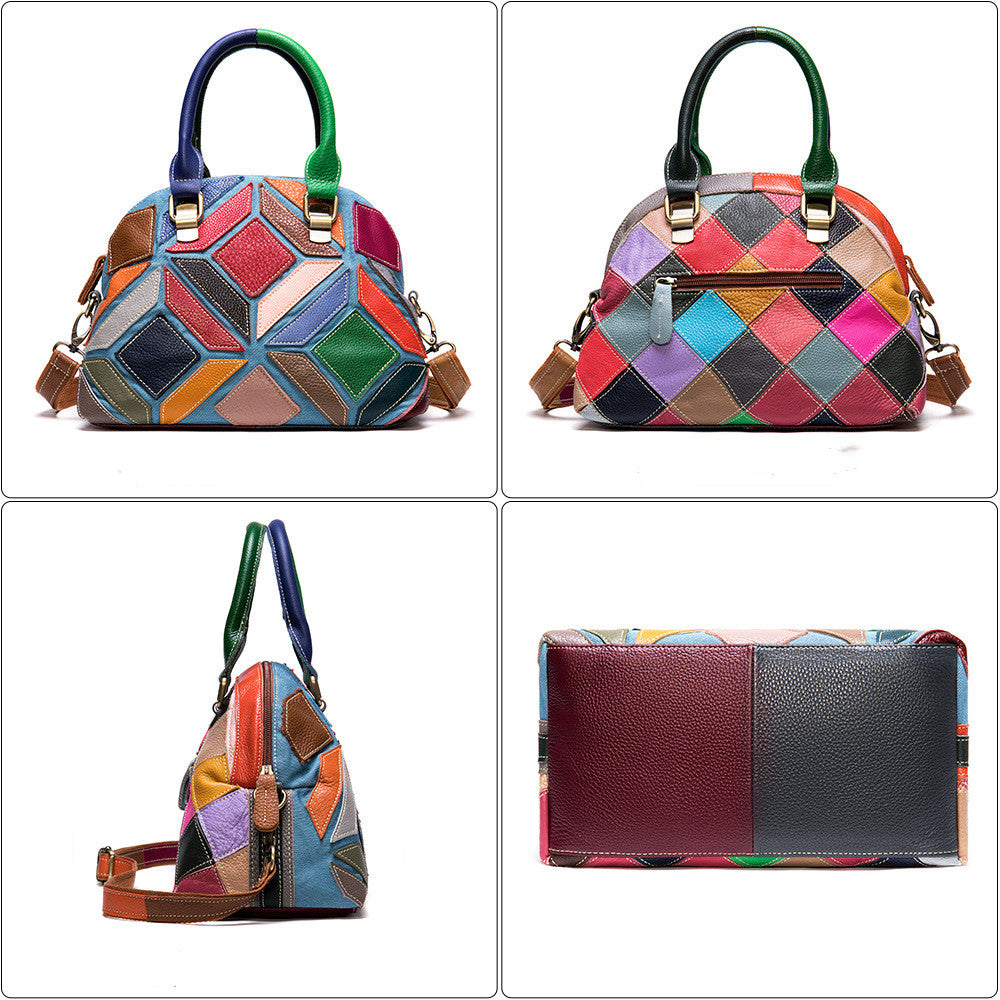 EvarisLuxe Vintage Colorblock Leather Tote