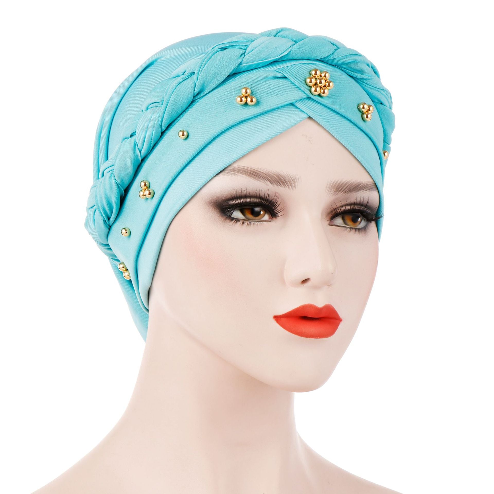 Single Color Gold Pearl Whip Cap for Muslim Headscarf