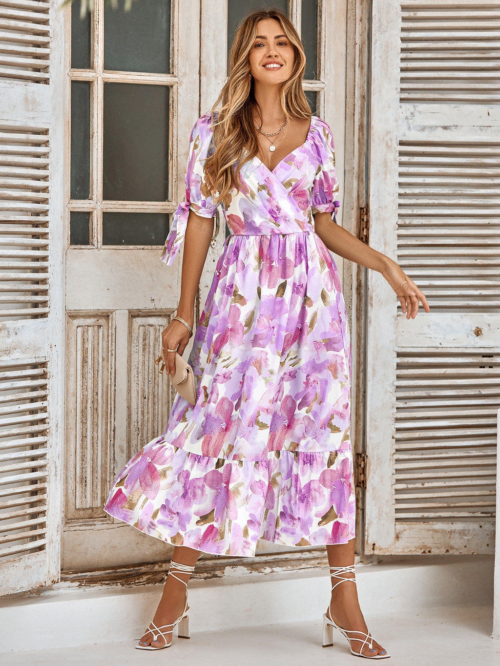 2023 Summer Women's Floral V-Neck Long Dress