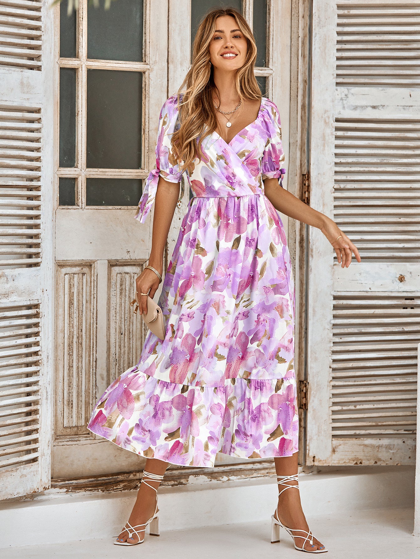 2023 Summer Women's Floral V-Neck Long Dress