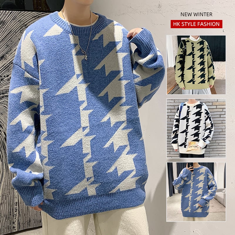 Casual Round Neck Pullover Sweater for Men