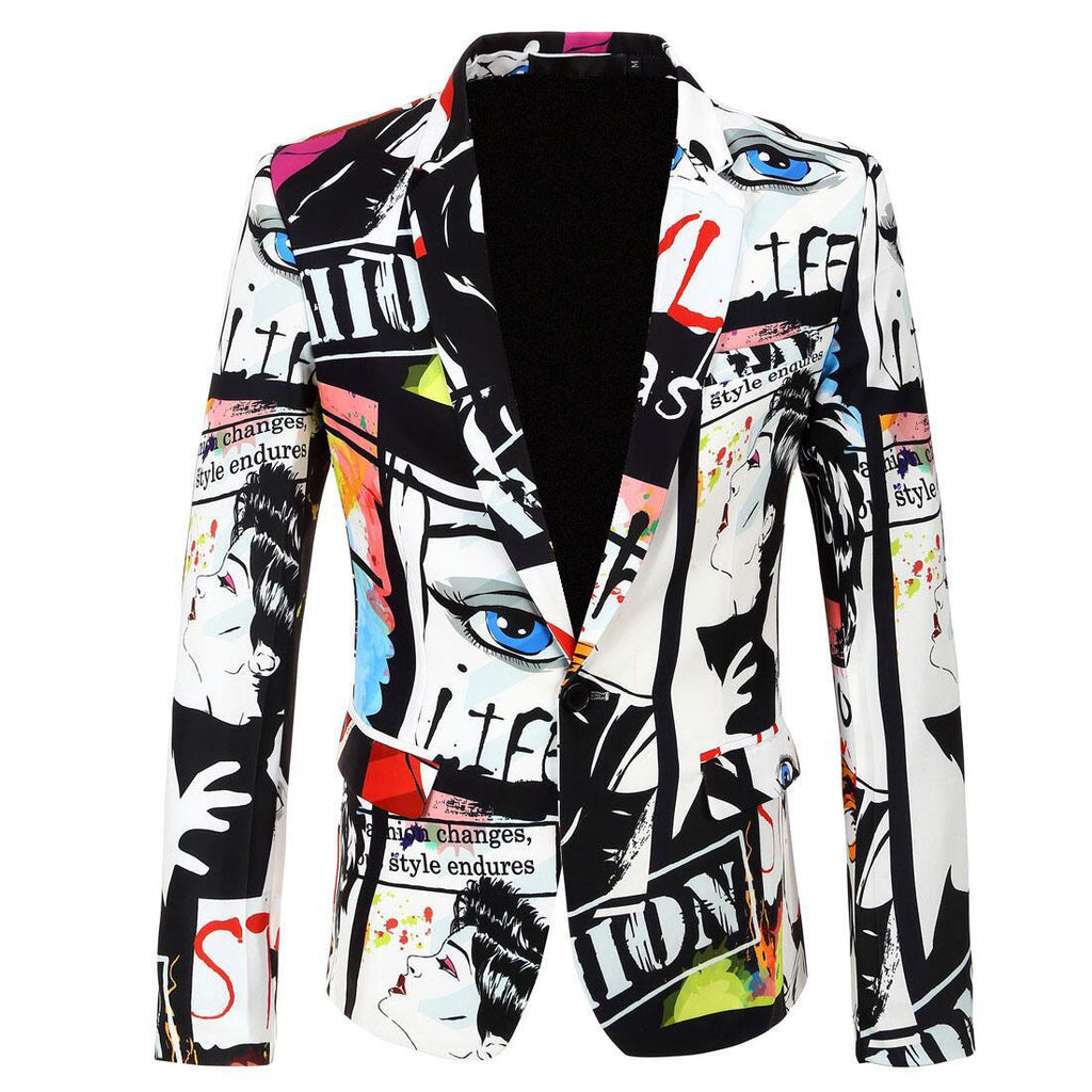 Trendy Printed Suit and Casual Jacket for Men