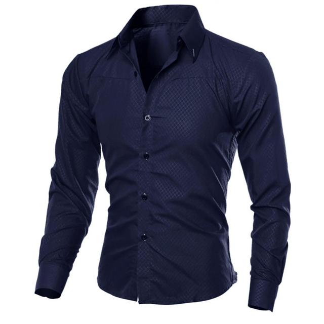 Slim Fit Long Sleeve Cotton Shirt for Men - British Style