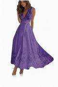 Purple dress with floral pattern on a white background