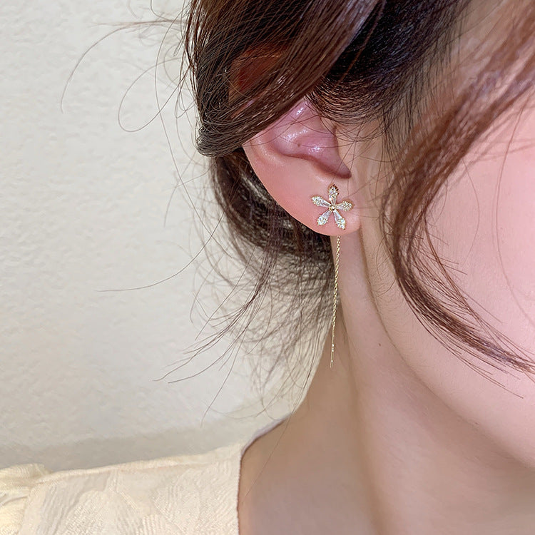 Evarisluxe Long Floral Tassel Drop Earrings