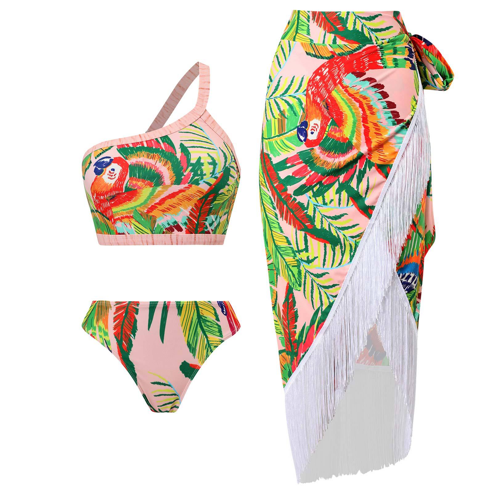 2023 Retro Three-Piece Swimsuit with Beach Skirt