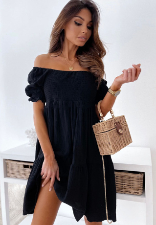 EvarisLuxe Carré Square Neck A-Line Dress