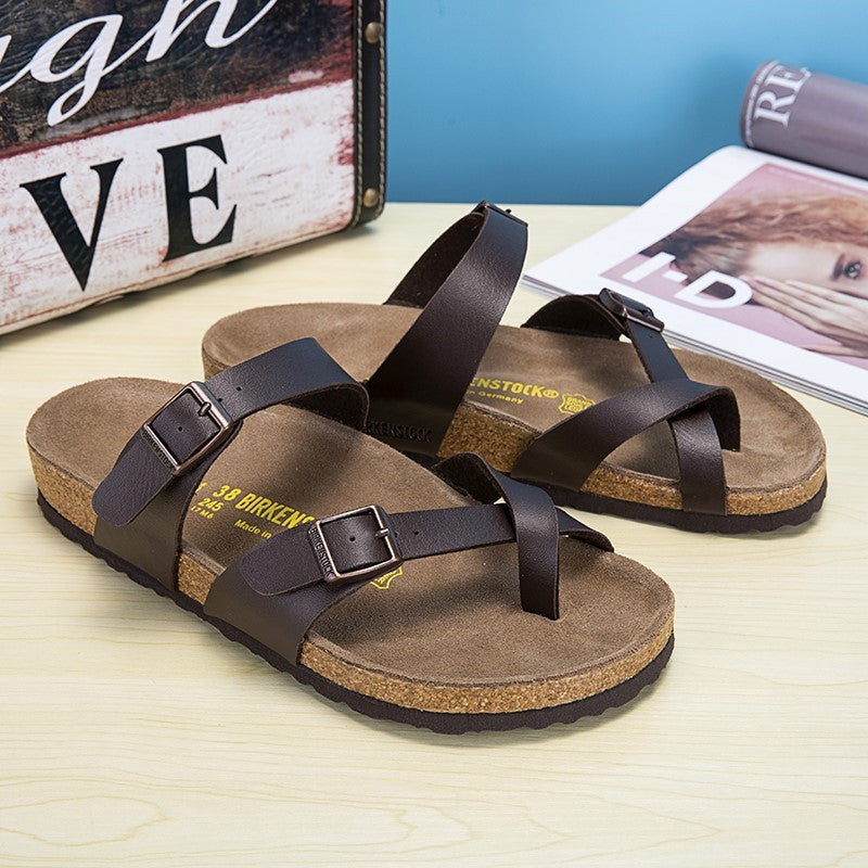 Summer Flat Sandals for Men and Women - Cork Slide Ons