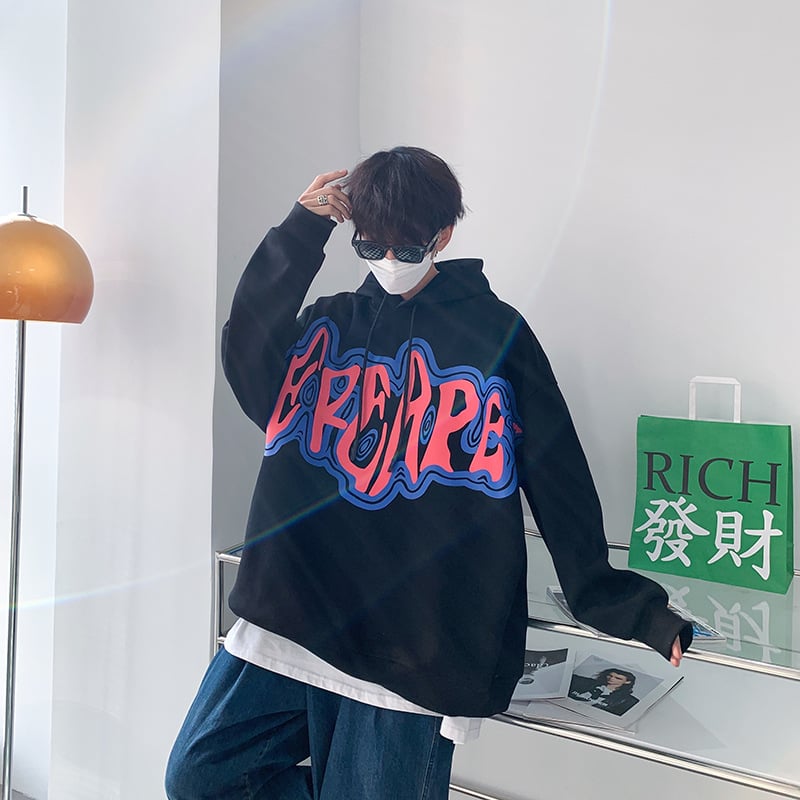 Loose Fashion Print Hoodie Jacket Sweatshirt