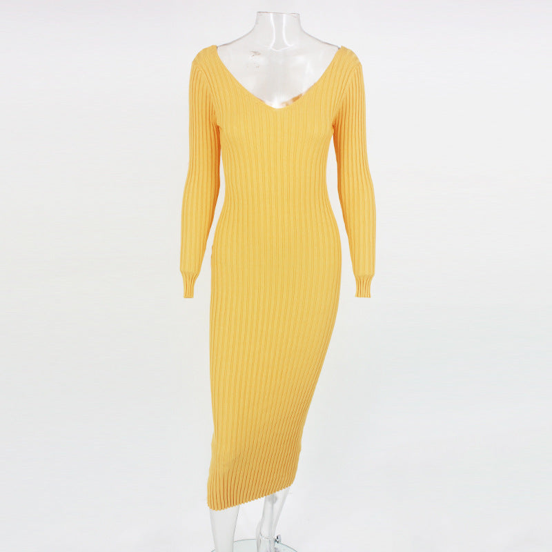 Mid-length Solid Color Dress for Women