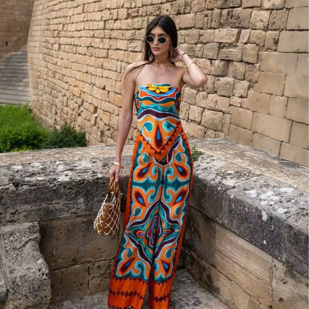 European Style Wholesale Spring Summer Top & Printed Pants