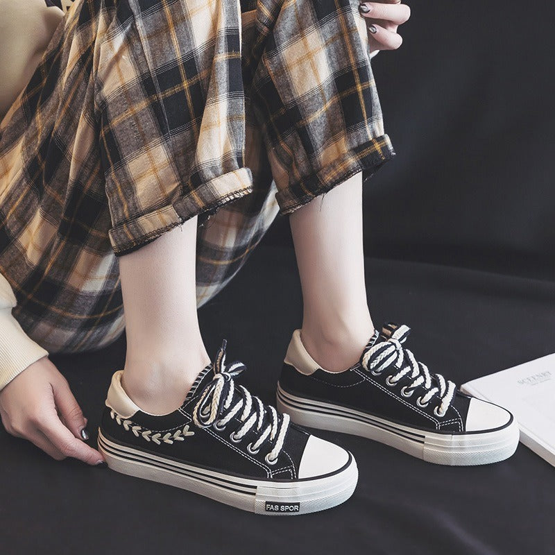 Summer Thick Sole Wheat Ear Canvas Sneakers for Women