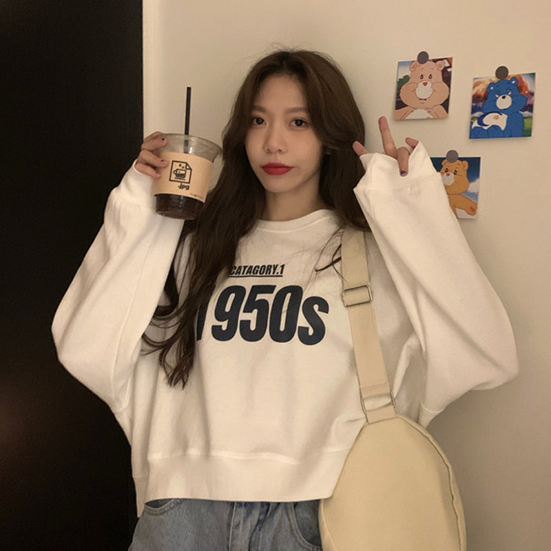 Loose Autumn Sweatshirt for Women - Long Sleeve Jacket
