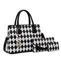 Women's Fashion Diamond Plaid 3-Piece Bag Set