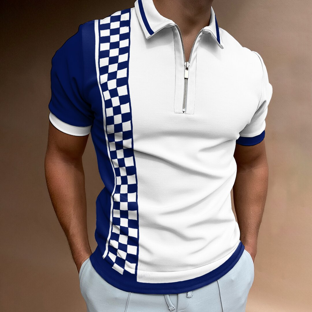 Men's Polo Shirt with National Stitching Color Print