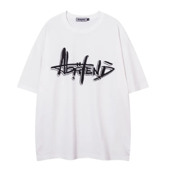 Creative Art Letter Print Cotton Short Sleeve T-Shirt for Men