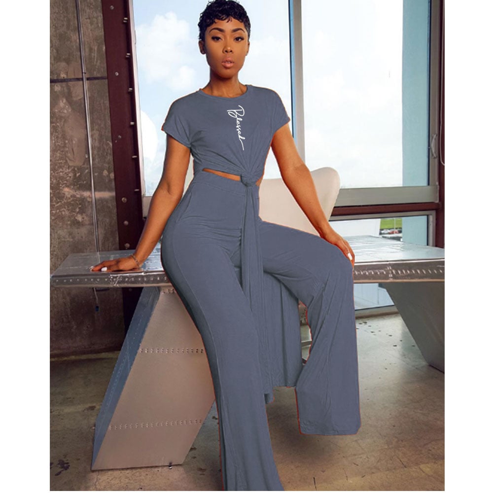 Casual Solid Color Two-Piece Short Sleeve Set