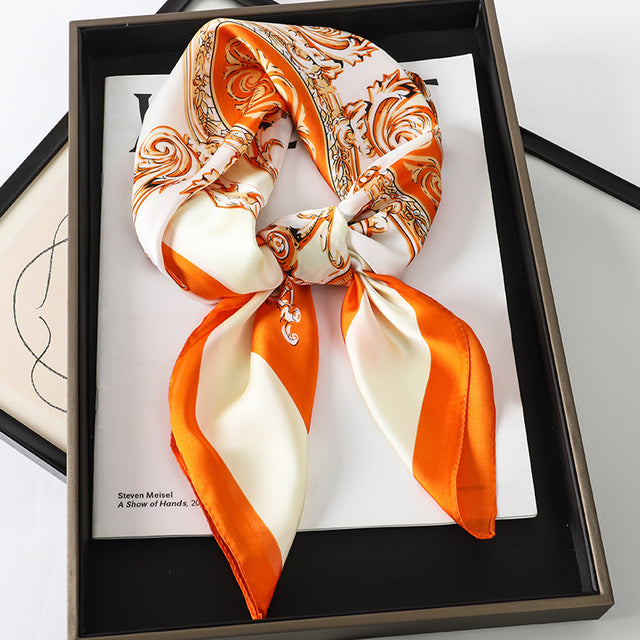 Evarisluxe Silk Satin Square Scarf
