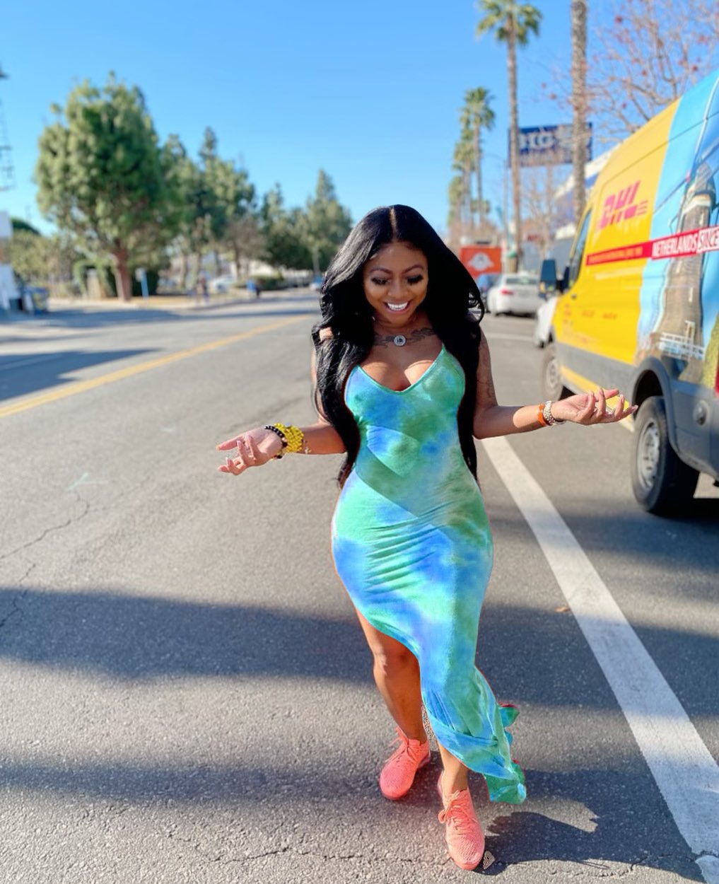 Evarisluxe Tie Dye Print Tank Top Dress